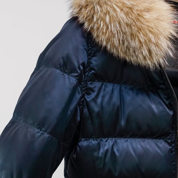 Prada Navy Puffer Jacket with Fur Trim - Picture 5 of 15